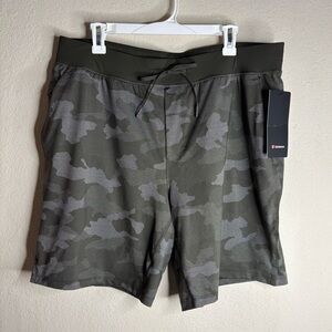 Lululemon T.H.E. Short 9" Linerless Variegated Mesh Camo Max Dark Olive M7ANIS
